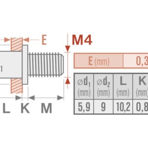 Surub nituibil din otel - M4 x 12mm - imagine 3